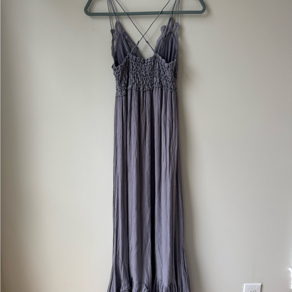 Free People Adella Maxi Dress Size Small  Lace Maxi Dress in Dark Gray Boho Chic - Picture 13 of 15